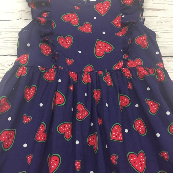 Emma & Elsa Girls Size 5 Dress & Sunhat Watermelon Hearts Ruffles Cotton Summer - Picture 6 of 16